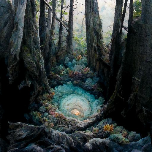 A small rift in space somewhere on the forested north carolina coast. Medium: Hyperrealistic graphite and watercolor